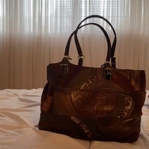 Leather and suede Coach purse